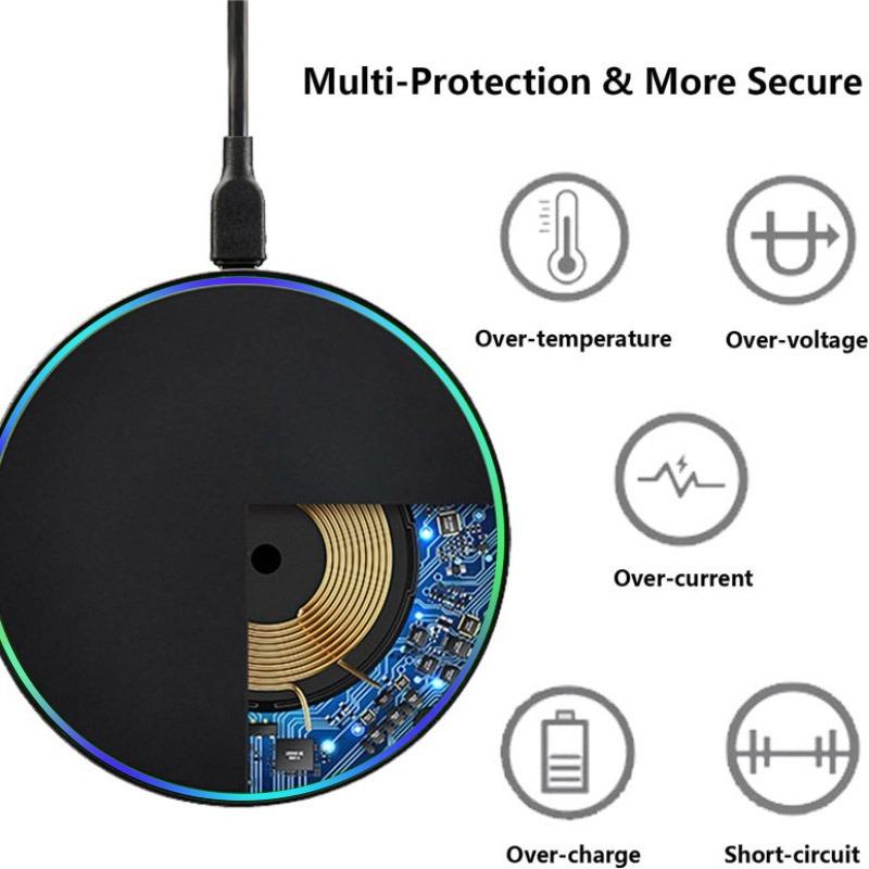 Wireless Charger Pad LED Light Fast Wireless Charging Induction Phone Holder For iPhone 17 16 15 14 13 12 Pro Max Samsung Xiaomi