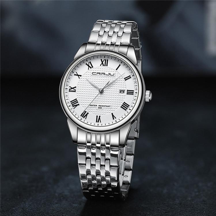 CRRJU Watch 5010 New Steel Strap Men's Watch Simple Fashion Calendar
