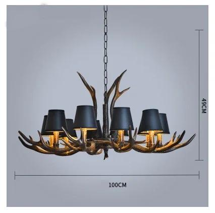 Retro Style Antler Resin With Lampshade Chandelier For Living Room Dining Room Sweep Gold Spray Paint Indoor Modern Home Decor