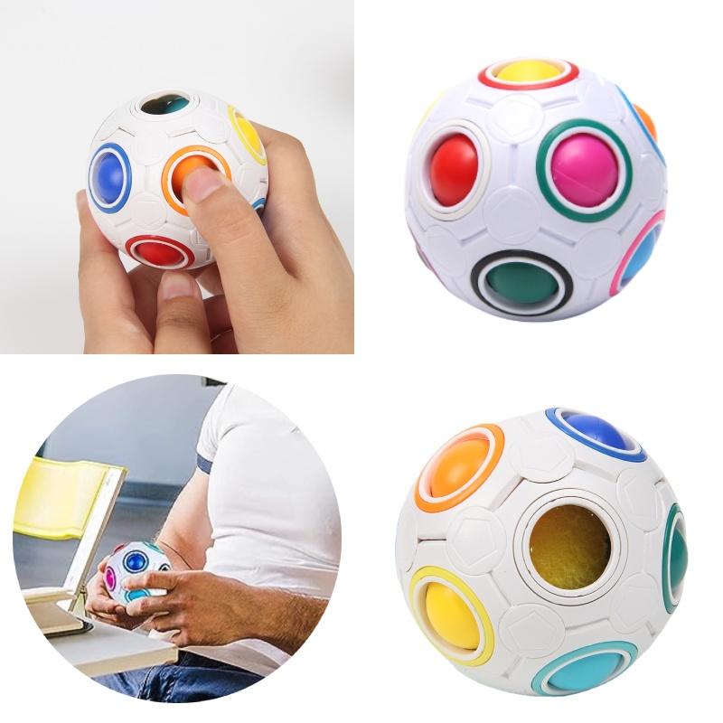 Rainbow Ball Puzzle Toy 12-hole Stress Relief Intellectual Toy Plastic Material 7cm Diameter