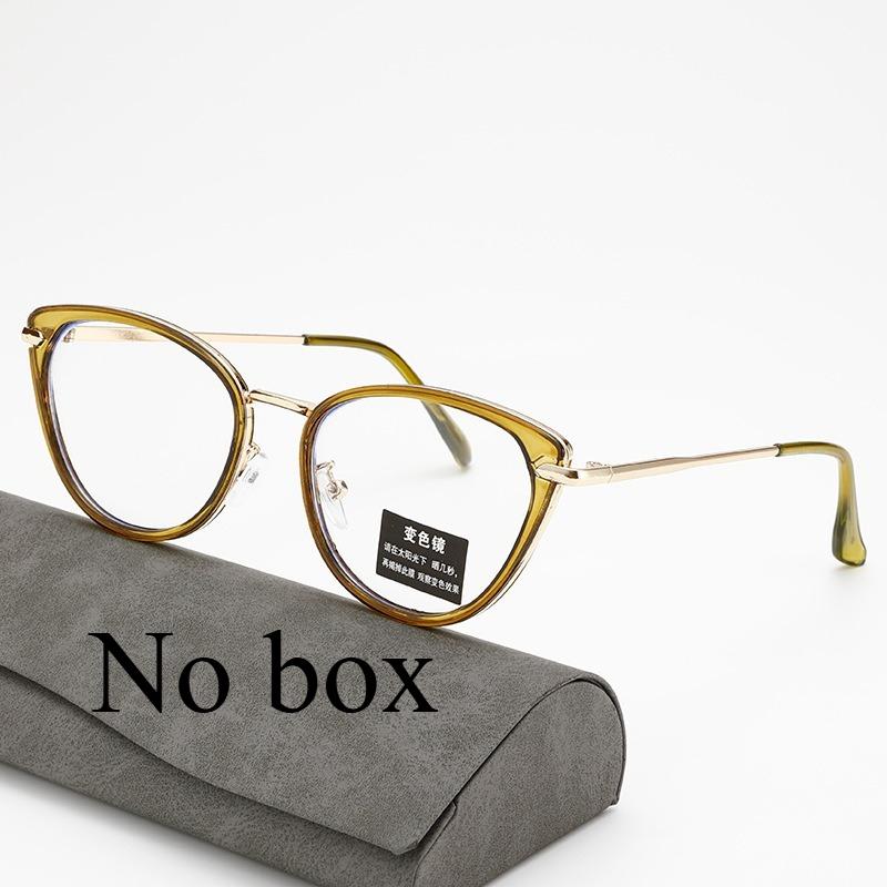 Retro Cat Eye Holder Women's Fashionable Photochromic Anti Blue Light Glasses Metal Frame Glasses Party Glasses