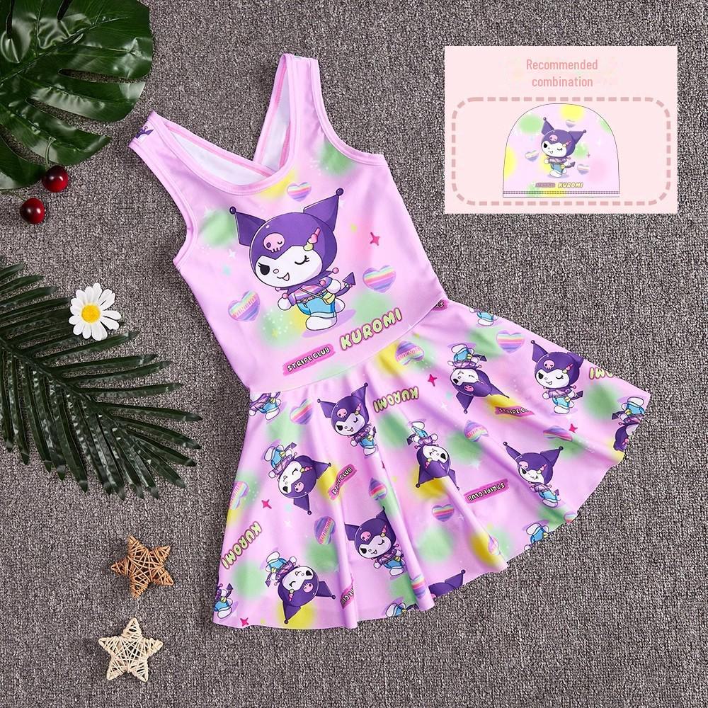 

2024 Суцільний купальник для дівчаток із мультфільмом зі спідницею для дітей 2XL (120-130cm)