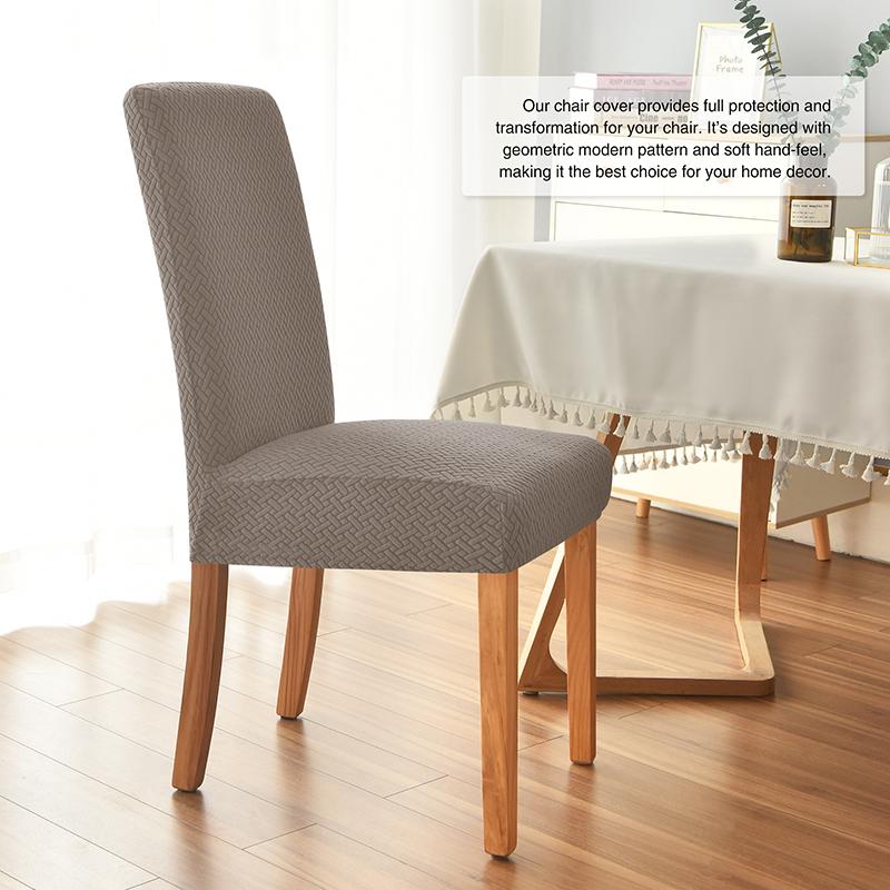 Twill Jacquard Dining Chair Cover, Elastic Seat Slipcover Soft Seat Covers, Dustproof, Suitable for Living Room, Home Decor