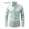 Men's Non-Iron, Anti-Wrinkle Long-Sleeve Cardigan Shirt, Large Size, Stretchable Fabric.