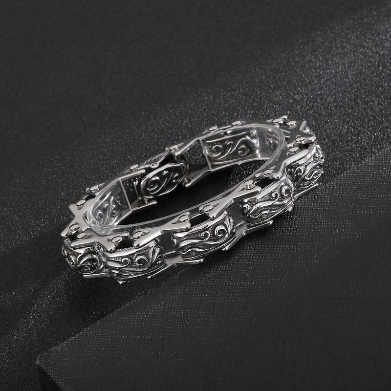 Fongten 23cm Totem Bracelet For Men Stainless Steel Cross Chain Charm Wristband Bangle Bracelet Men Silver Color Jewelry