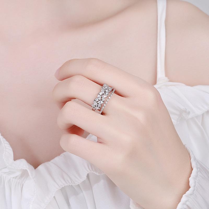 Women's Luxury Double-Layer Diamond Adjustable Ring – Exquisite, High-End Design