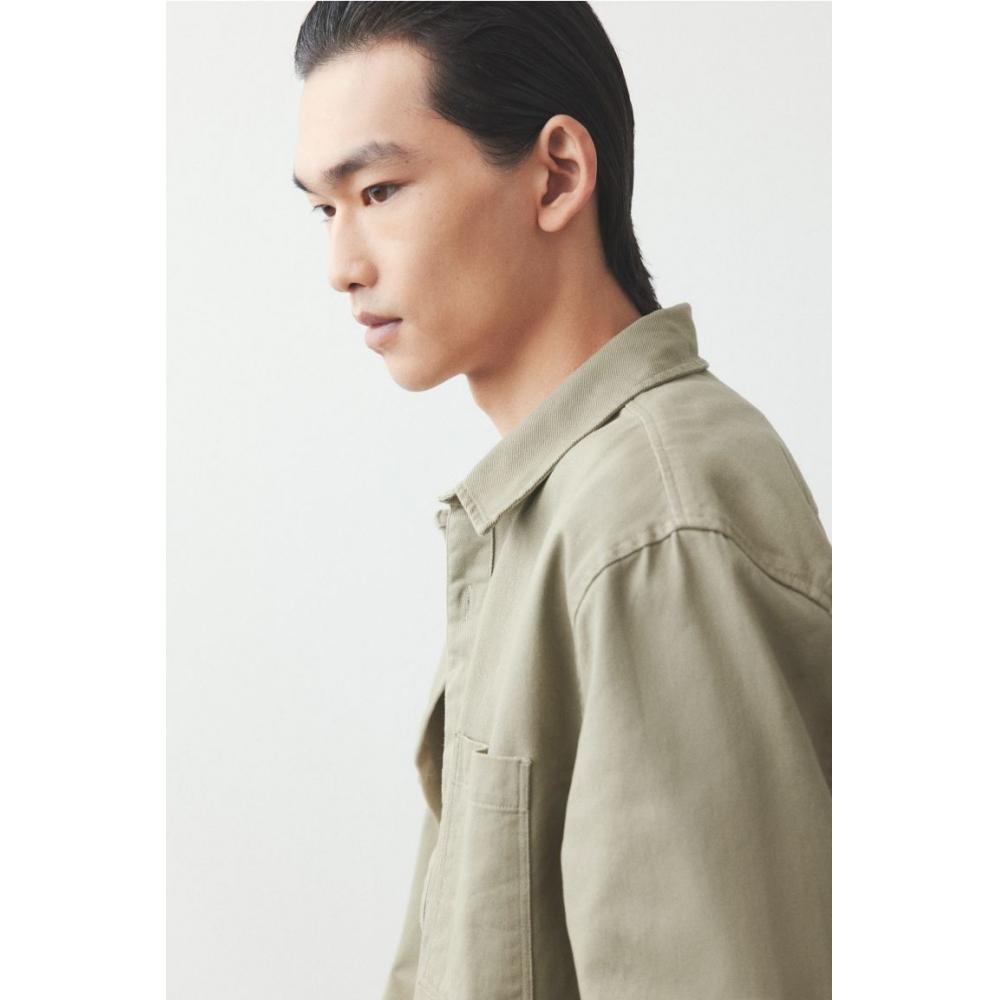 H M Regular Fit Cotton Twill oversHirt kHaki Green