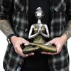 Yoga Lady Figurine Bronze and Turquoise 24 Cm