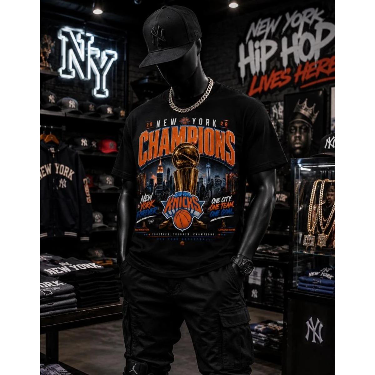 Hot Sale New York Basketball Champions 2026 New T-shirt Men Women Summer New Tee Streetwear Harajuku Fashion Cotton Y2K Loose Casual Oversized Top 4XL