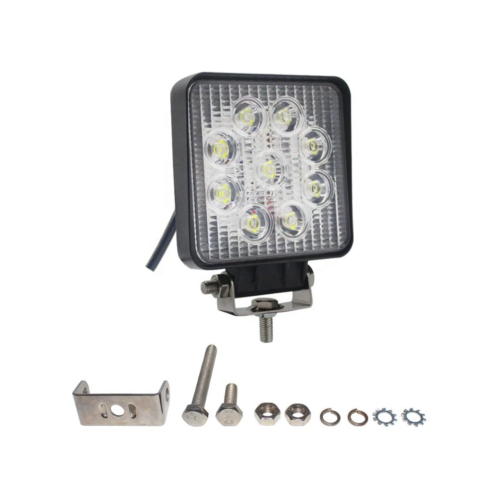High Quality Universal 27W Square Auto 10-80V Vehicle Led Work Light for Forklift Truck Auxiliary Lighting