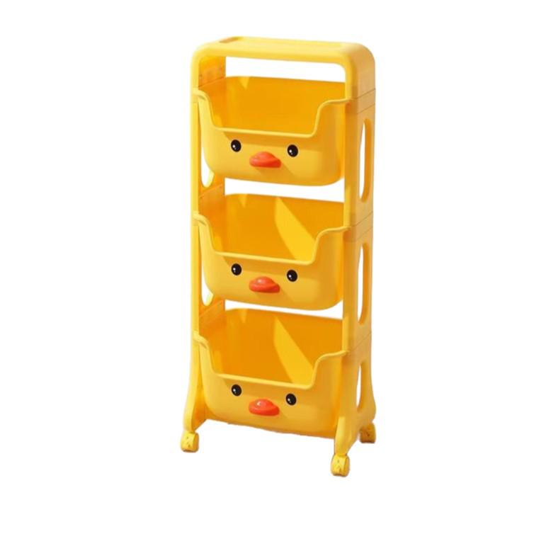 Children's Cartoon Trolley Storage Rack: Multi-Layer Movable Organizer for Books and Snacks