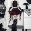 GlowGirl Kostkovaný Patchwork Nepravidelná Mini Kpop Ležérní Sukně Hot Girl Letní Všestranná Gotická Estetika Grunge Streetwear Volánková Sukně