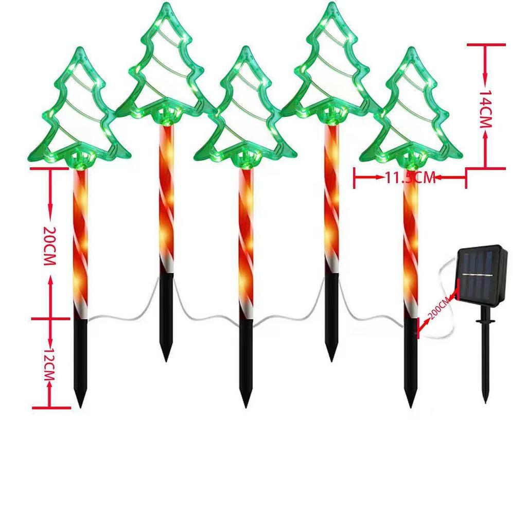 Waterproof Outdoor Christmas Lights Candy Cane Tree Pathway LED Decorations for Holiday Yard Lighting