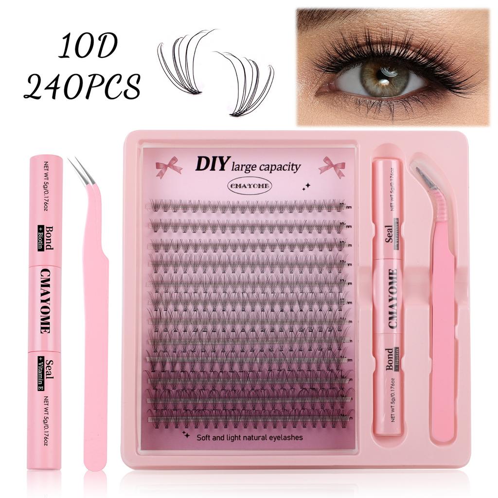Segmented 10D-100D False Eyelashes DIY Kit, D Curl, Cluster Lashes, Natural & Voluminous