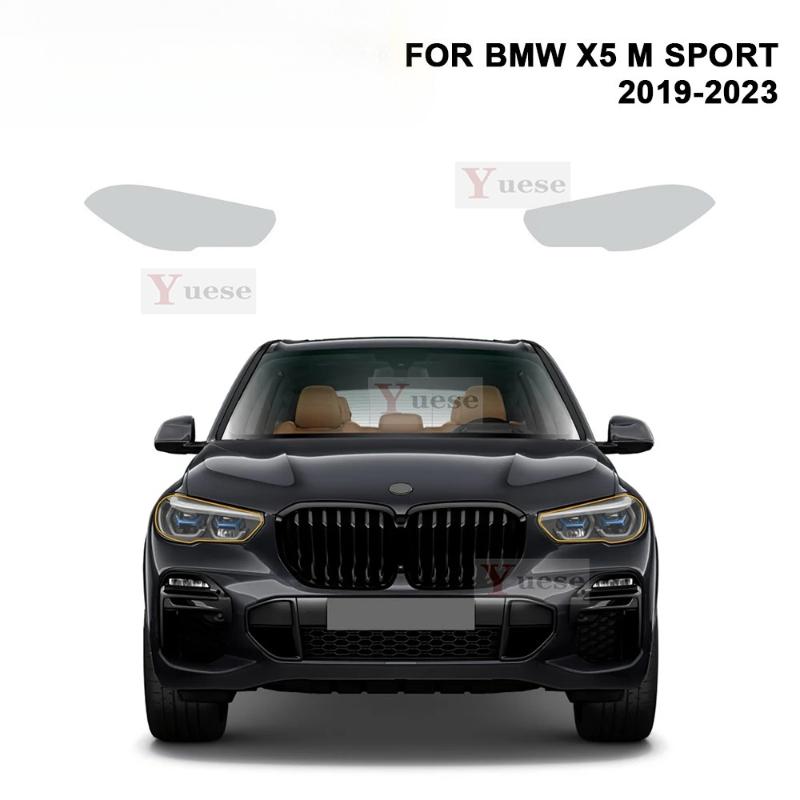 

Для BMW X5 G05 M SPORT - 2 шт. Защитная пленка для фар автомобиля Прозрачная Дымчато-черная TPU Наклейка Transparent