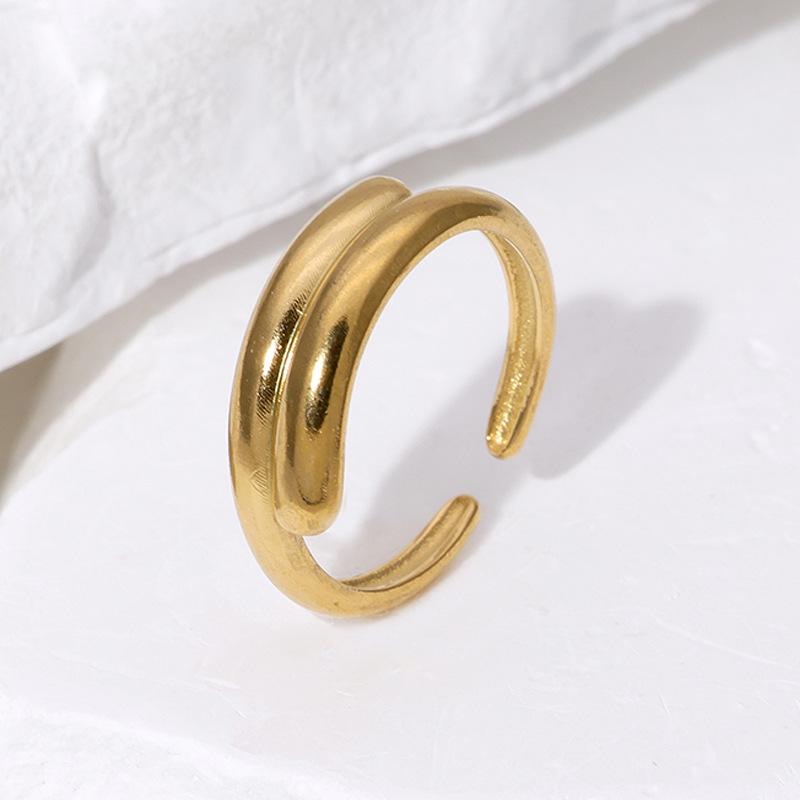 Minimalist Stainless Steel Adjustable Open Ring - Versatile High-End Titanium Jewelry for Women