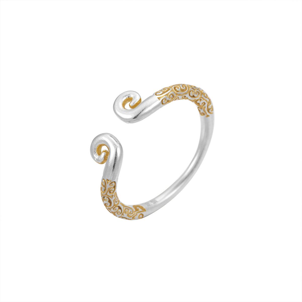 

Кольцо из чистого серебра 990 пробы, женское украшение, простое кольцо с заклинанием, кольцо с изображением брата-обезьяны, открывающее благоприятное облако opening adjustable