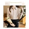 2026 Spring New Satin Long-Sleeve Shirt for Women, Elegant Chiffon Blouse, Ladies' Casual Solid Color Top