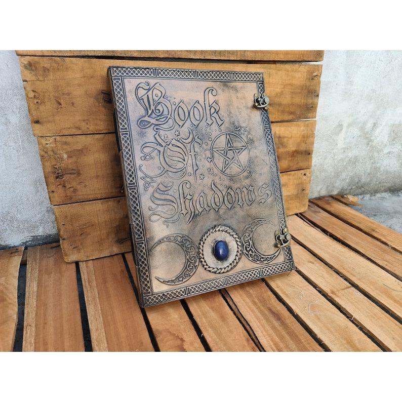 Book Of Shadows, Leather Grimoire, Leather Journal, Magic Book, Celtic Journal The Morrigan, Leather Book Travel Notebook, Christmas Gift