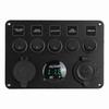5 Gang LED Toggle   Panel with Digital Voltmeter   for RV Car Motorboat