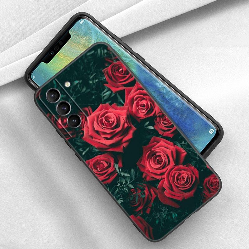 Husă de telefon cu flori de trandafir roșu strălucitor pentru iPhone Samsung Galaxy Redmi Xiaomi Oppo OnePlus Note SA 7 8 9 10 11 12 13 14 20 21 22 23 53 54 Pro Max Ultra