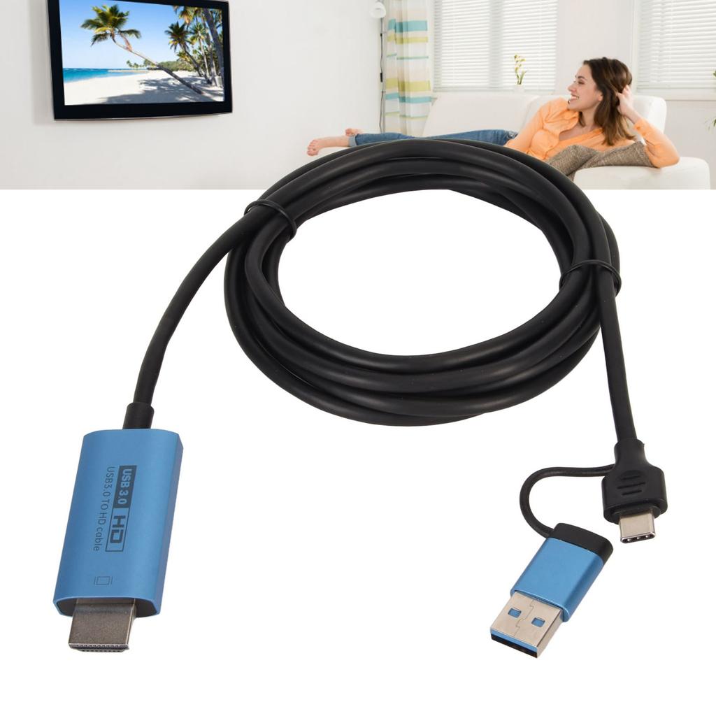 USB To HD Multimedia Interface Adapter Plug and Play USB Type C Converter Cable for Phone Laptop 6.6