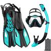 Mask Fin Snorkel Set Snorkel Gear for Adult Panoramic View Snorkel Mask Adjustable Dive Flipper Dry Top Snorkel and Travel Bag