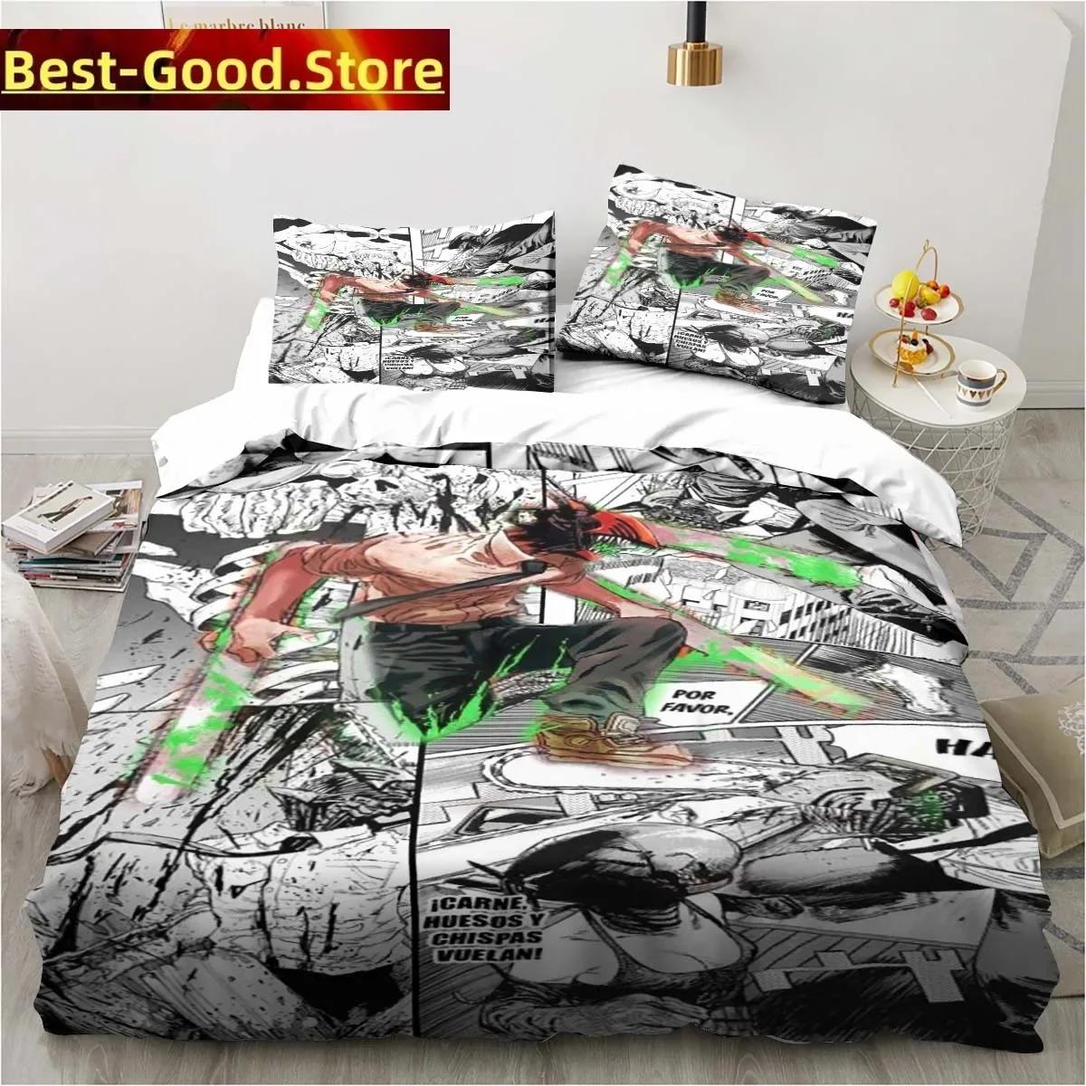 

Comforter Chainsaw Man Lovely Bedding Set Printed Bed Set With Bed Soft Single Double Queen Super King Size 3 Piece Comforter (quilt)-EU Single(135*200cm)3pcs