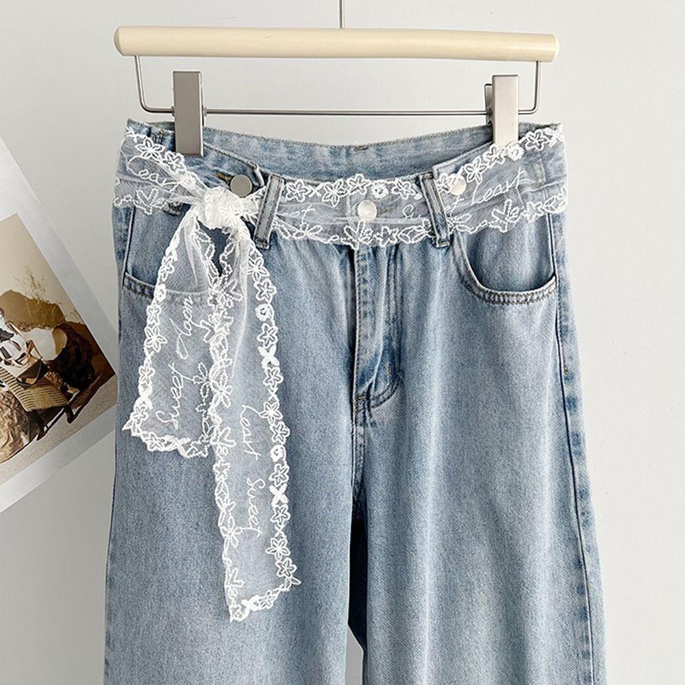 Lace Bow Thin Lace Waist Belt Y2K Waistband Long Lace Waistband  Street Dance Accessory