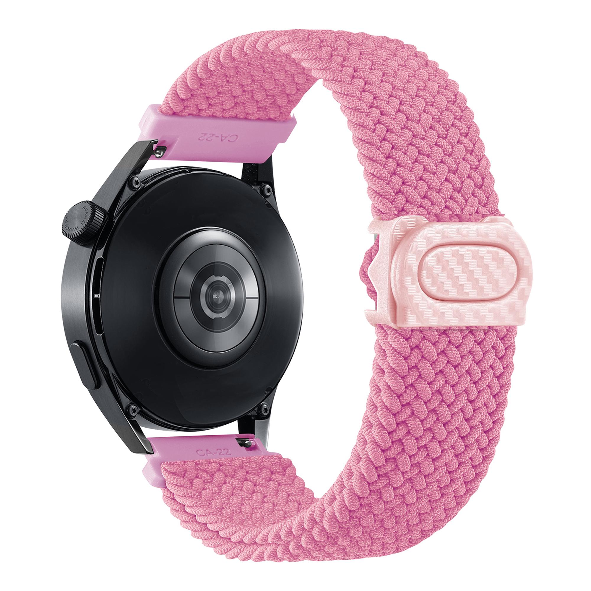 Strap For Samsung Galaxy Watch 7 6 4 classic/5 pro/active 2/s3/46 braided solo loop bracelet Huawei watch GT2 3 4 20mm/22mm Band 20mm Watch Strap розовый