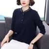 Elegant Women Long Sleeve T Shirt Loose Fit Outerwear Middle Age Mom Casual Top Base Layer Shirt