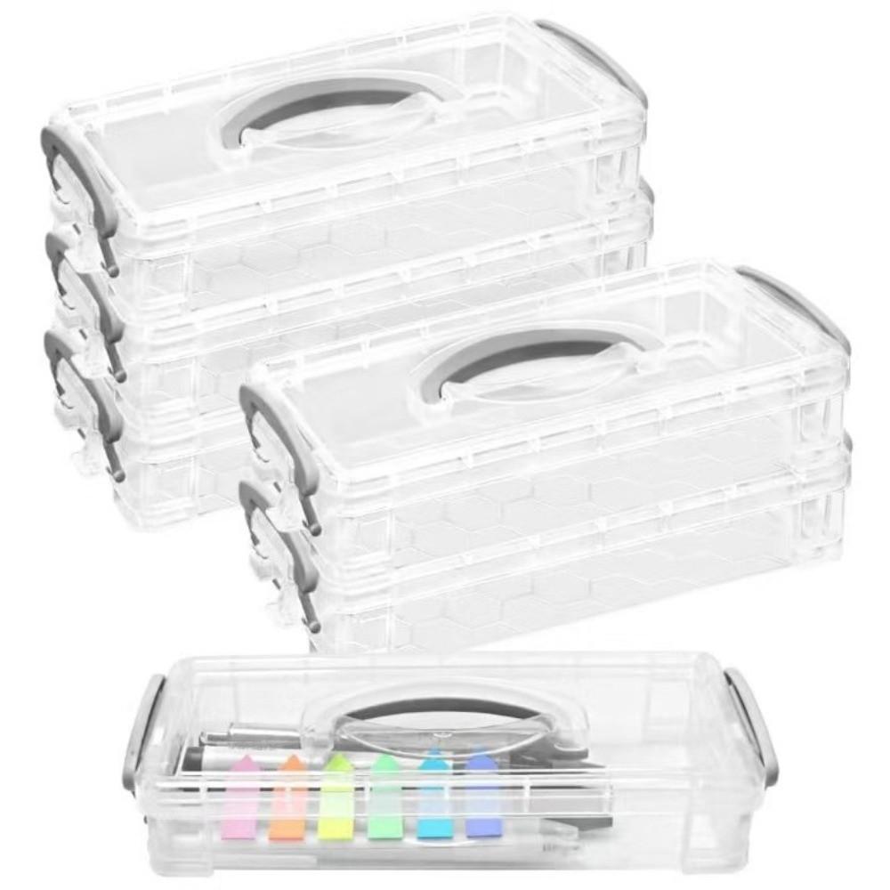 Plastic Material Color Pen Storage Box Transparent Detachable Storage Case Stationery Organization