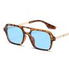 Small Frame Square Sunglasses Women Designer Fashion Luxury Vintage Hollow Leopard Blue Sun Glasses