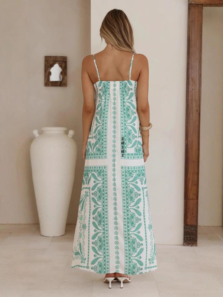Versatile Linen Print Sling Dress – Casual, Stylish, and Comfortable for Any Occasion