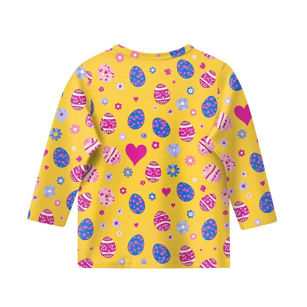 Children's 3/4 Sleeve Tops Casual Print T Shirt Round Neck Pullover Blouse