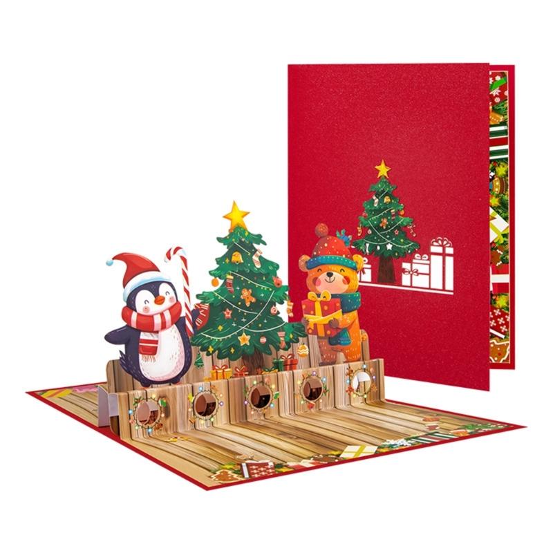 Popup Christmas Cards With Envelopes Winter Scene 3D Christmas Greeting Cards Popup Card for Share Holiday Pleasure