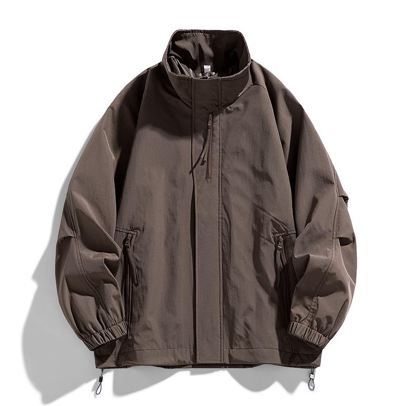 Men's Retro Bad Boy Loose Fit Stand Collar Windbreaker - Spring 2026 Outdoor Mountain Style Jacket