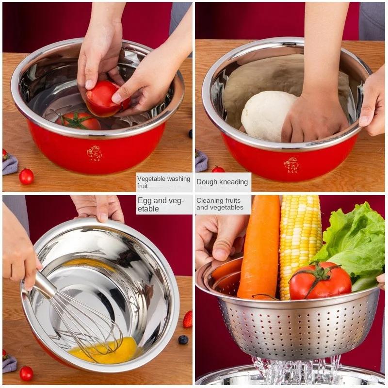 3pcs/1 Set of Stainless Steel Multi-purpose Basin,slicing,grater,drain Basin, Vegetable and Fruit Basin, Used for Home,camping