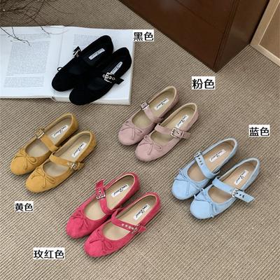 Flat Bottom Round Head Design Single Shoes Women's Shoes 2025 New Spring and Autumn Bow Gentle Ballet Mary Jane Shoes