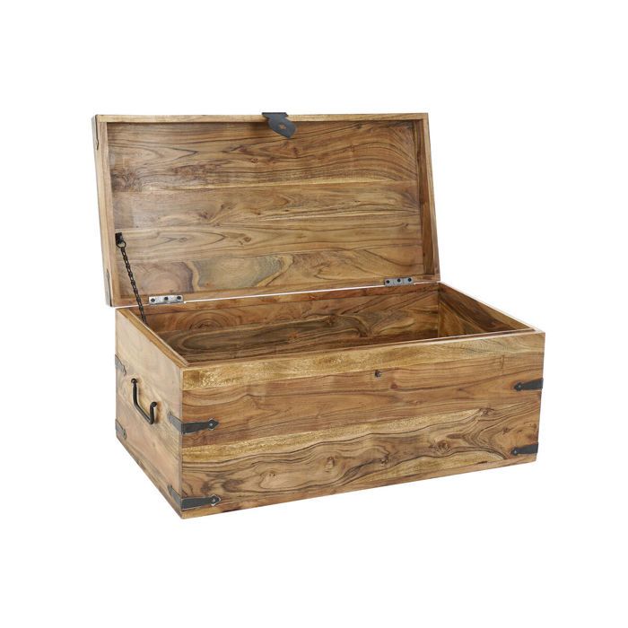Grande Malle de Rangement en Bois Massif Acacia
