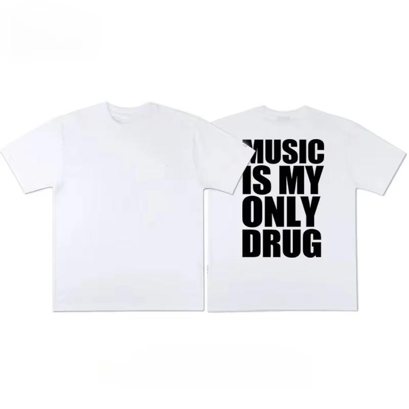 2026 Nieuwe Muziek Is Mijn Enige Drug Plezier Meme Grafische Print Katoenen T-shirts Zomer Unisex Unisex Nieuwe T-shirts Streetwear Harajuku Mode Tops