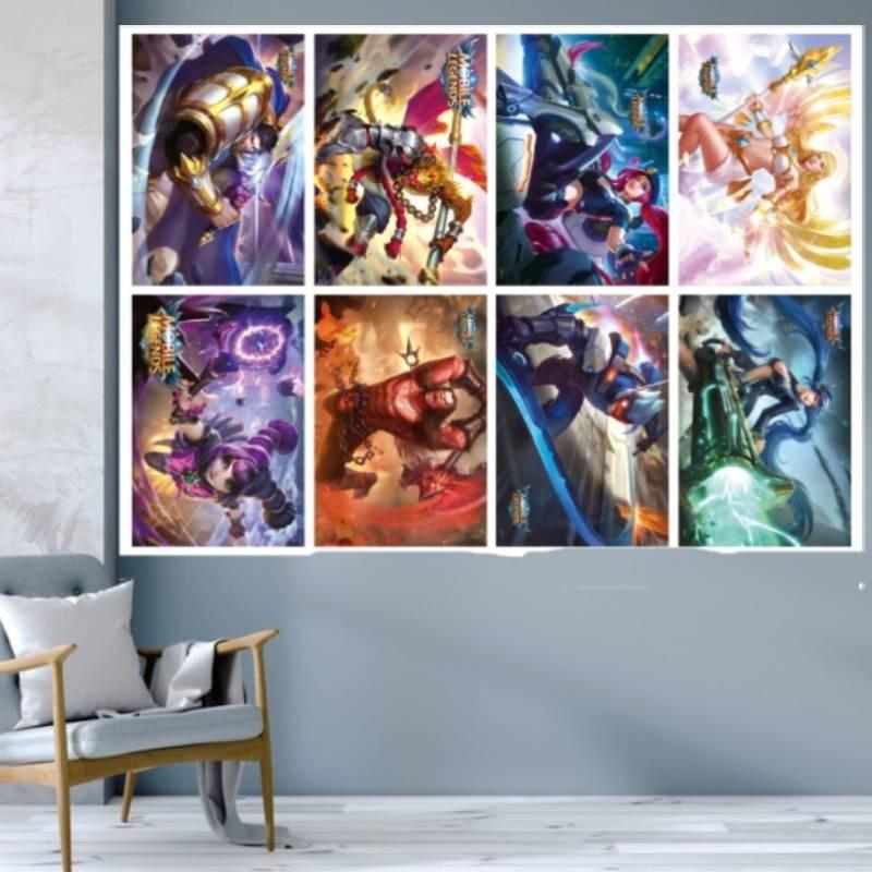 8pcs Legends Mobile Poster Copperplate Paper Home Collection Decoration Fans
