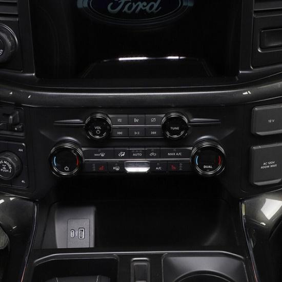 Air Conditioner Audio Volume Switch Knob Trim For Ford F150 2021-2024 Black 4pcs