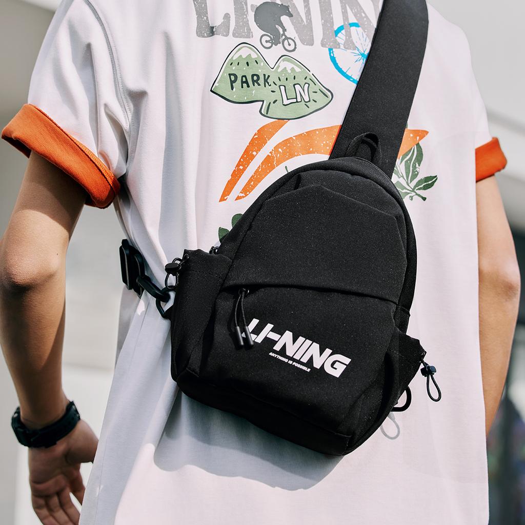 New LiNing Sports Life Collection Polyester One Shoulder Crossbody Bag, Sling Bag Regular Unisex Black ABDU167-2