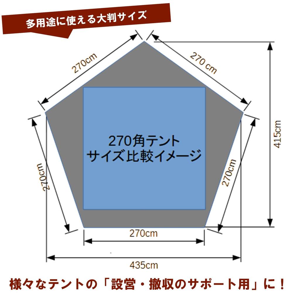 iBeamed Pentagonal Ground Pentagon Camping Footprint 270cm Sheet, Tarp, (Black, Sides)