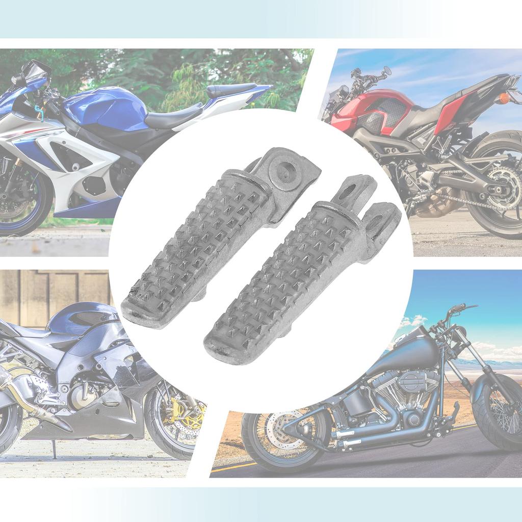 Uxcell Motorcycle Front Silver Compatible with Set of 2 and Pedals, Footsteps, Metal, Non-Slip, Tone, Honda, (Left Right)