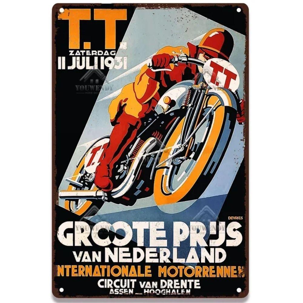 Металлическое настенное искусство Скутер, Ретро Плакат-знак Мопед 20x30см