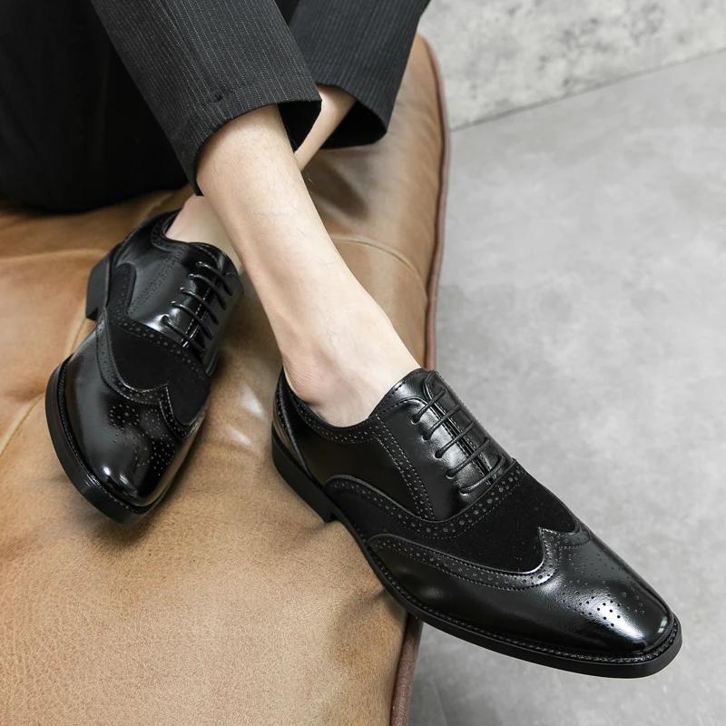 Classic High Quality Pointed Oxford Shoes Lace Up Men's Shoes Pointed Style Luxury Moccasin Casual Luxury Leather Shoes