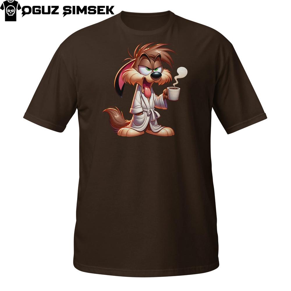 

Sassy Coffee Dog Shirt | Bathrobe Pup Morning Mug Tee Unisex T-Shirt M