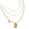 New Jewelry, Punk Style Three-Layer Square Brand Love Pendant Necklace Titanium Steel 18K Gold Collarbone Neck Chain